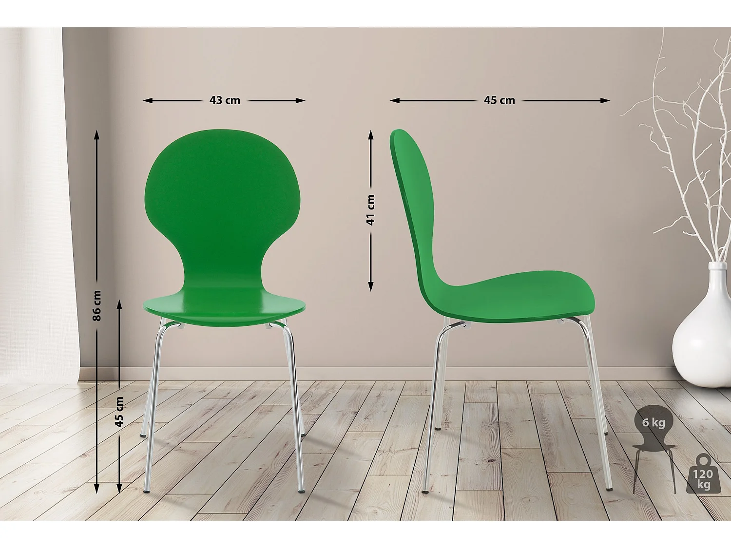 Lot de 2  Chaise de conférence - Bois - Vert - DIEGO