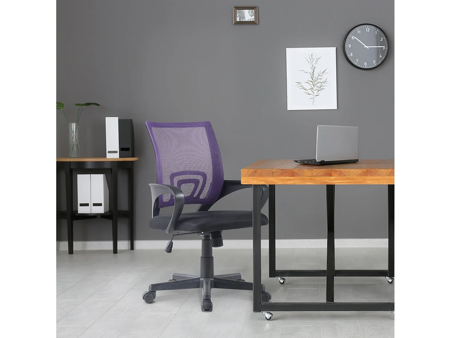 Chaise de bureau - Similicuir & Acier inoxydable - Violet - Genius