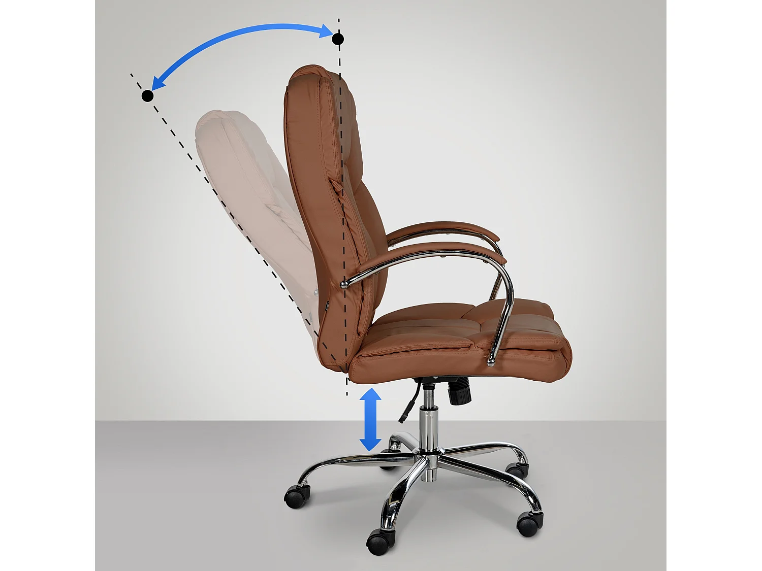 Chaise de bureau - Similicuir & Antique clair - Marron clair - XXL Xanthos