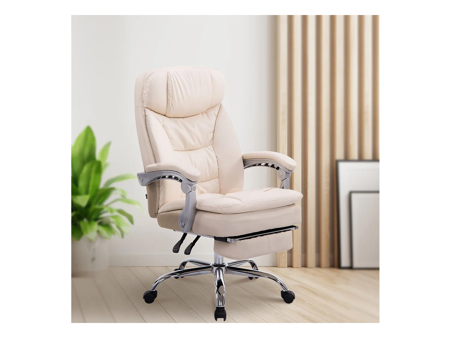 Chaise de bureau - Similicuir - Crème - XL Troy
