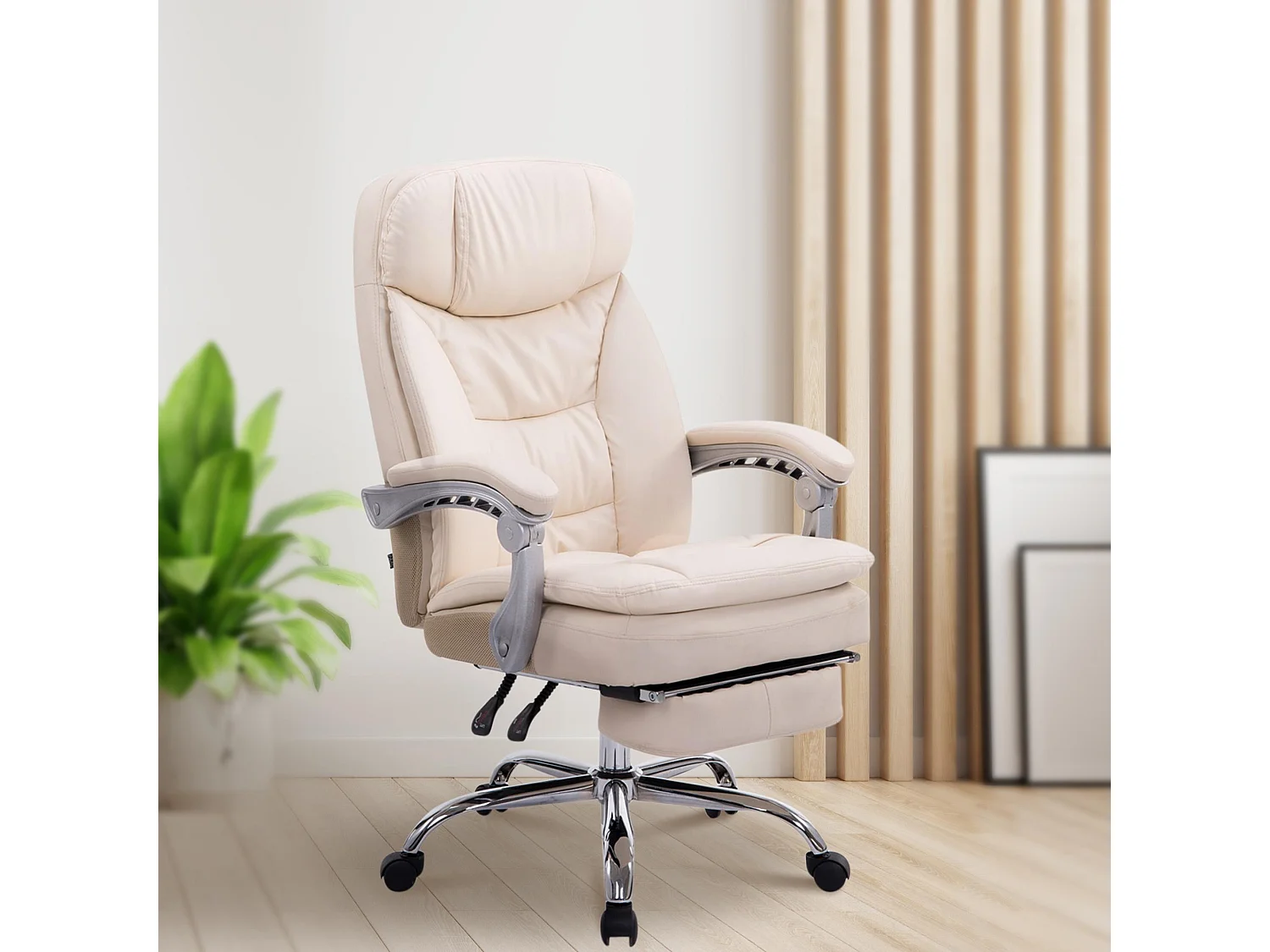 Chaise de bureau - Similicuir - Crème - XL Troy