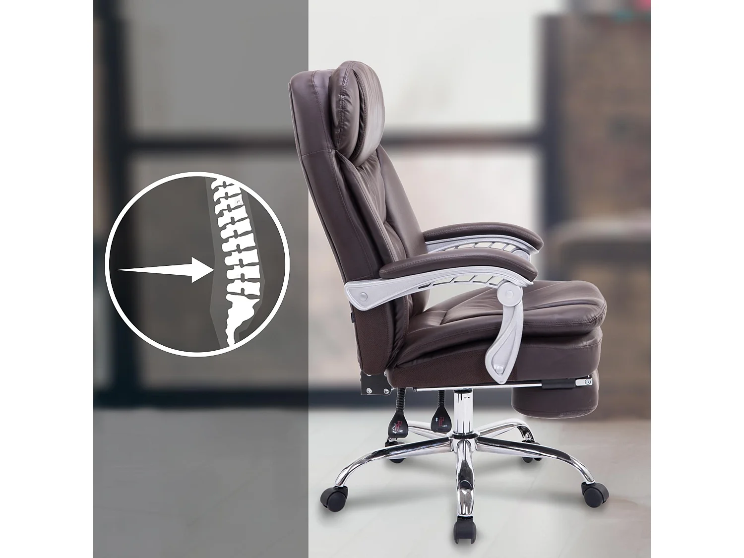 Chaise de bureau - Similicuir - Marron - XL Troy