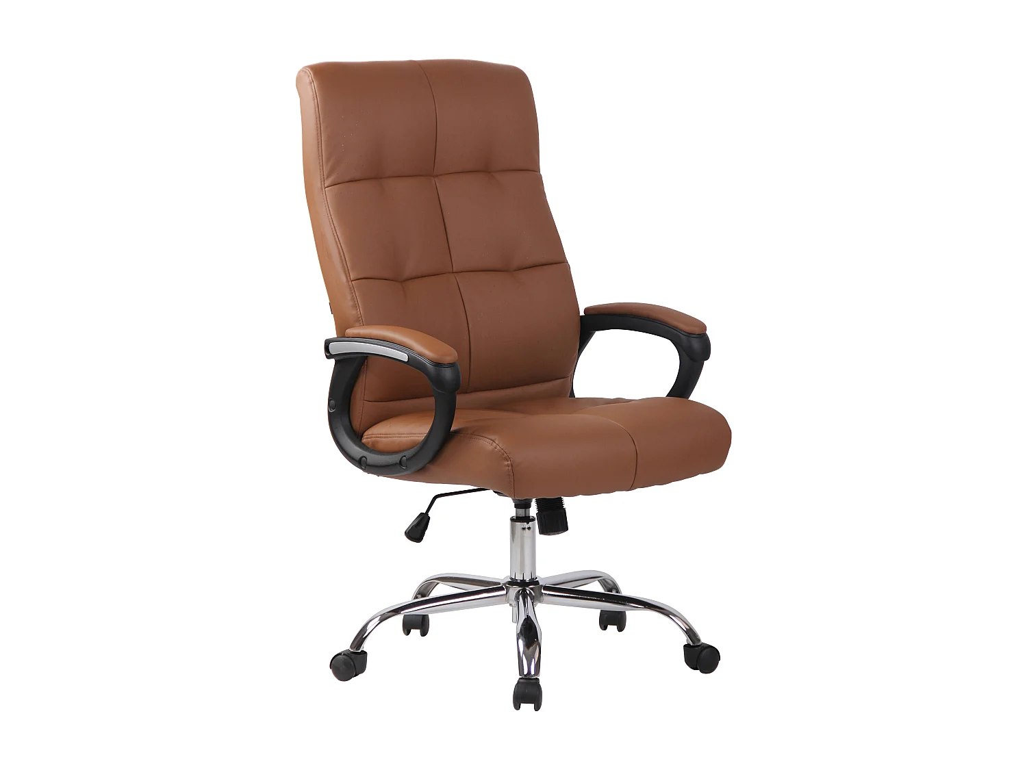 Chaise de bureau - Similicuir & Métal chromé - Marron clair - Poseidon