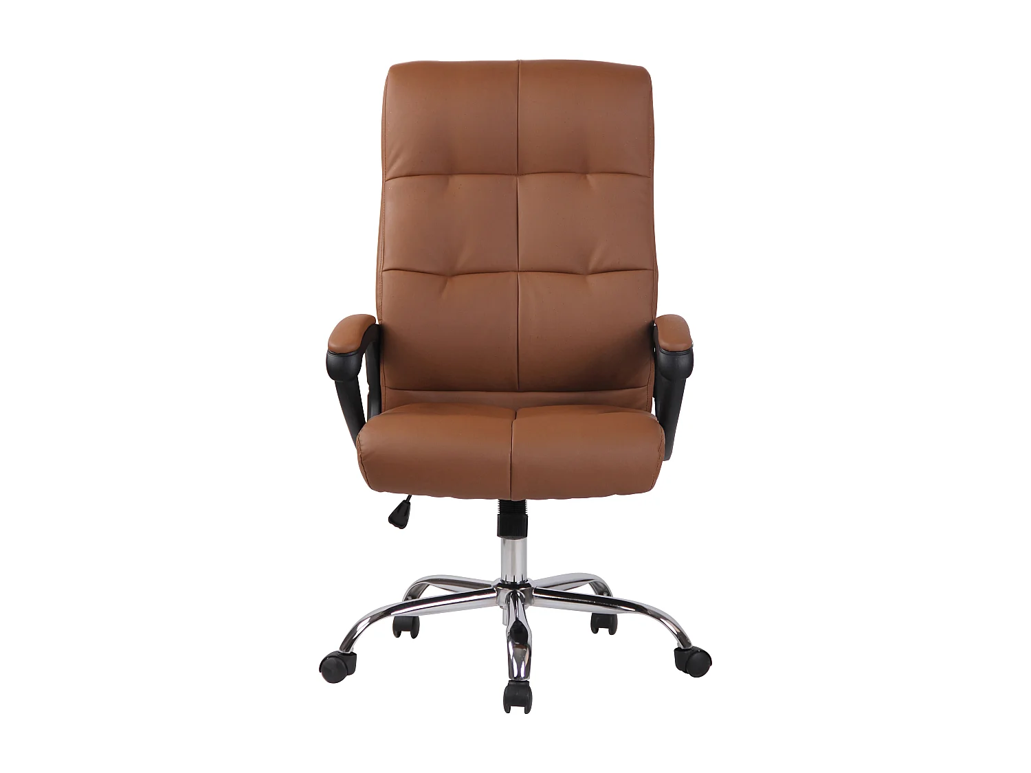 Chaise de bureau - Similicuir & Métal chromé - Marron clair - Poseidon