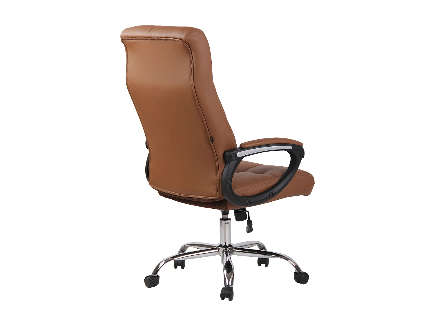 Chaise de bureau - Similicuir & Métal chromé - Marron clair - Poseidon