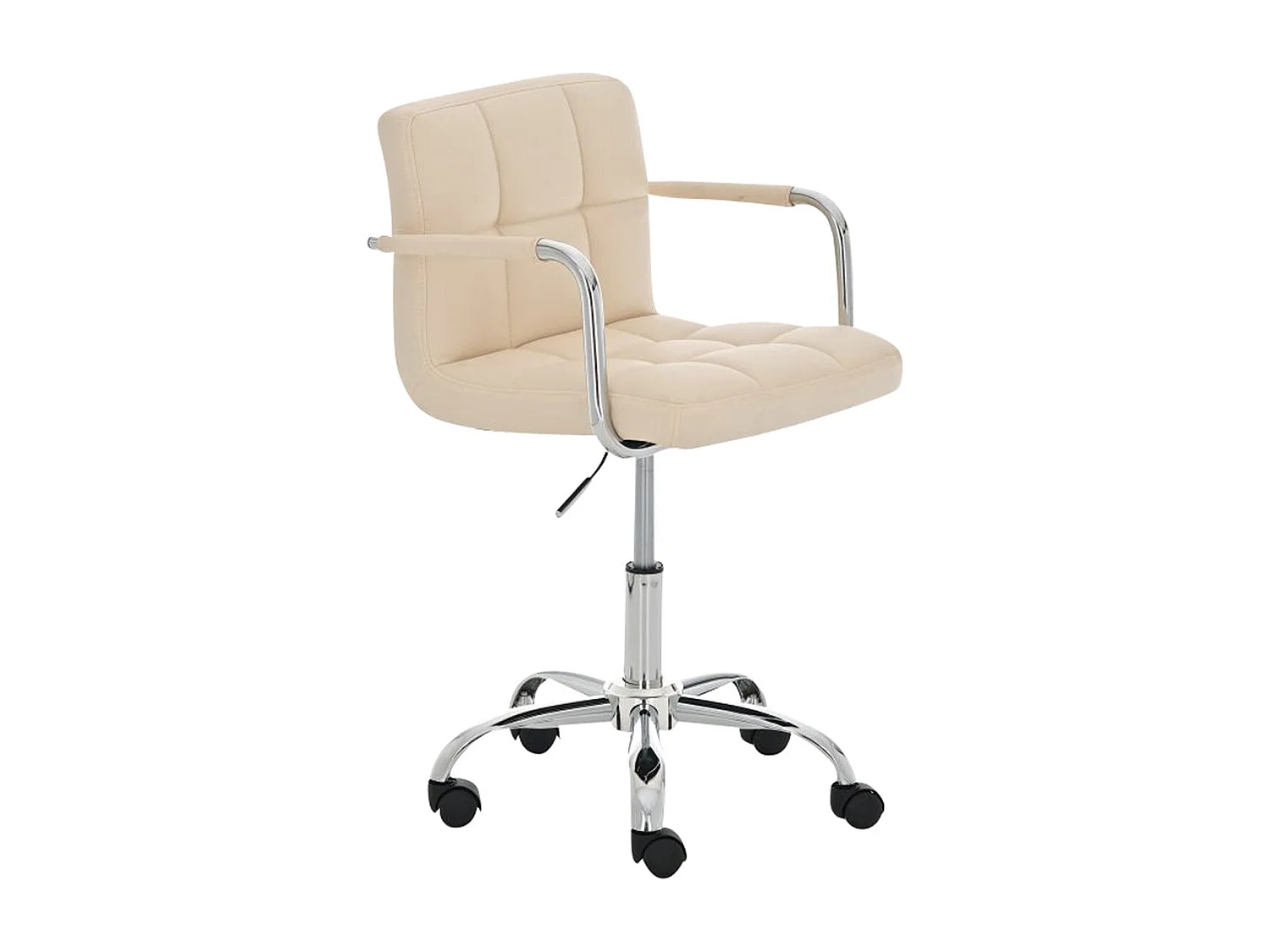 Chaise de bureau - Similicuir & Métal chromé - Crème - Lucy