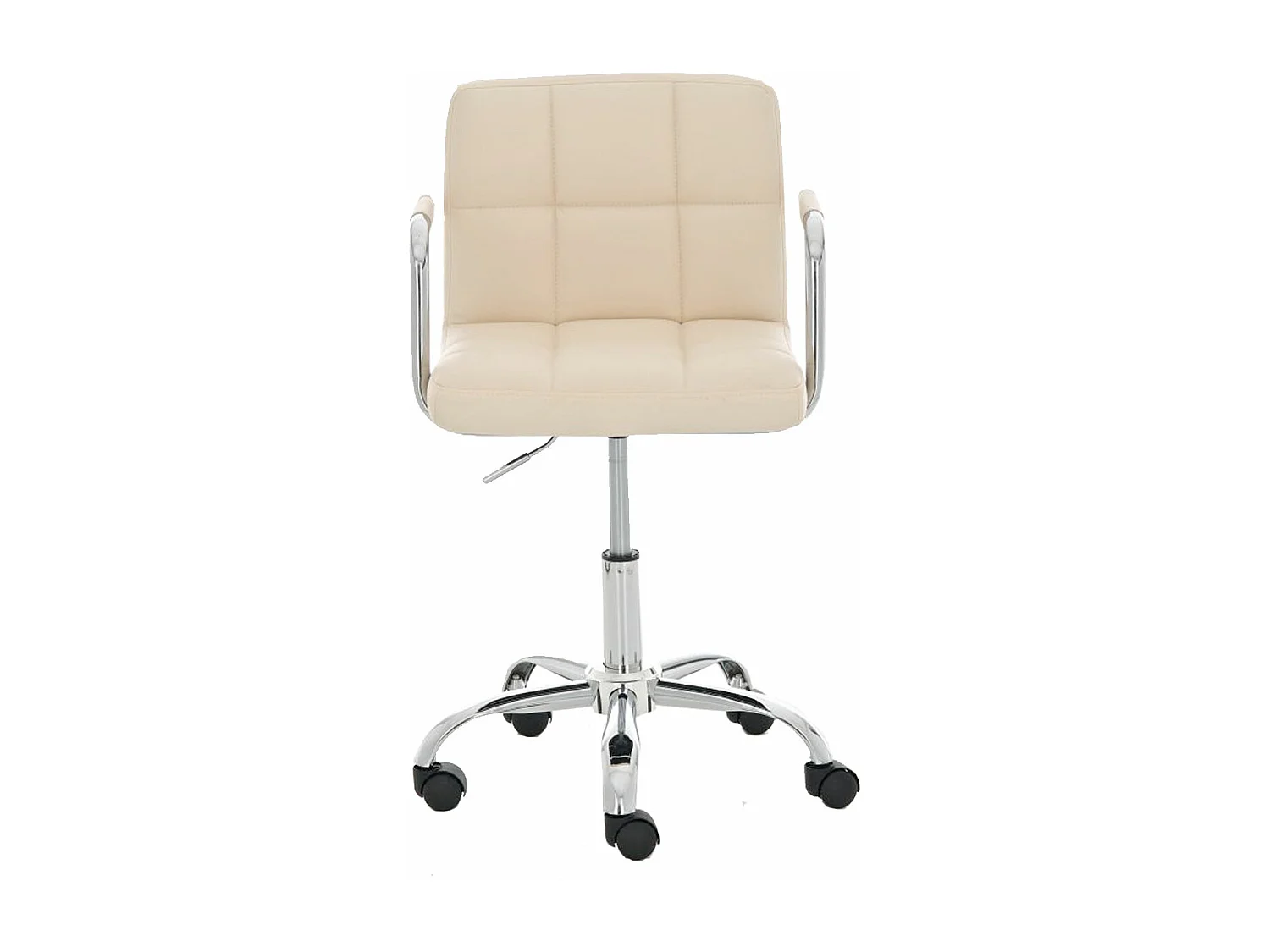 Chaise de bureau - Similicuir & Métal chromé - Crème - Lucy