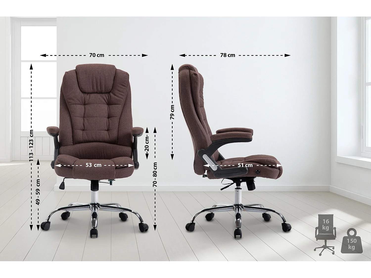 Bureaustoel - Stof & natura - bruin - Thor