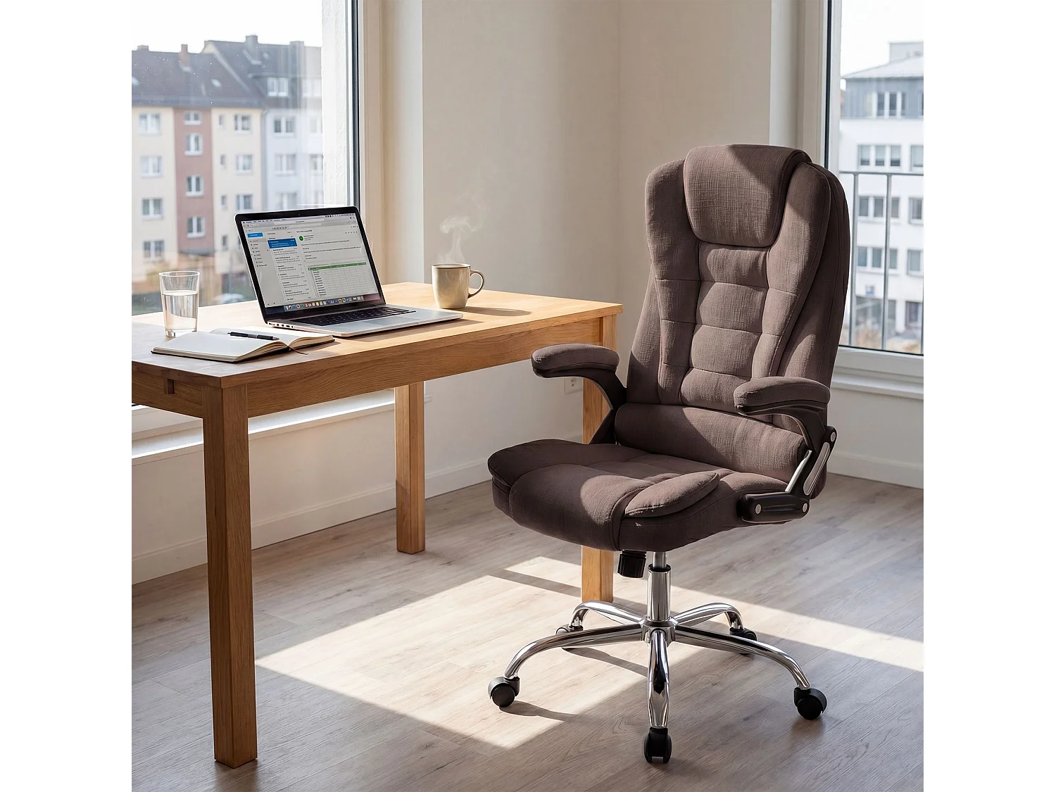 Chaise de bureau - Tissu - Marron - Thor