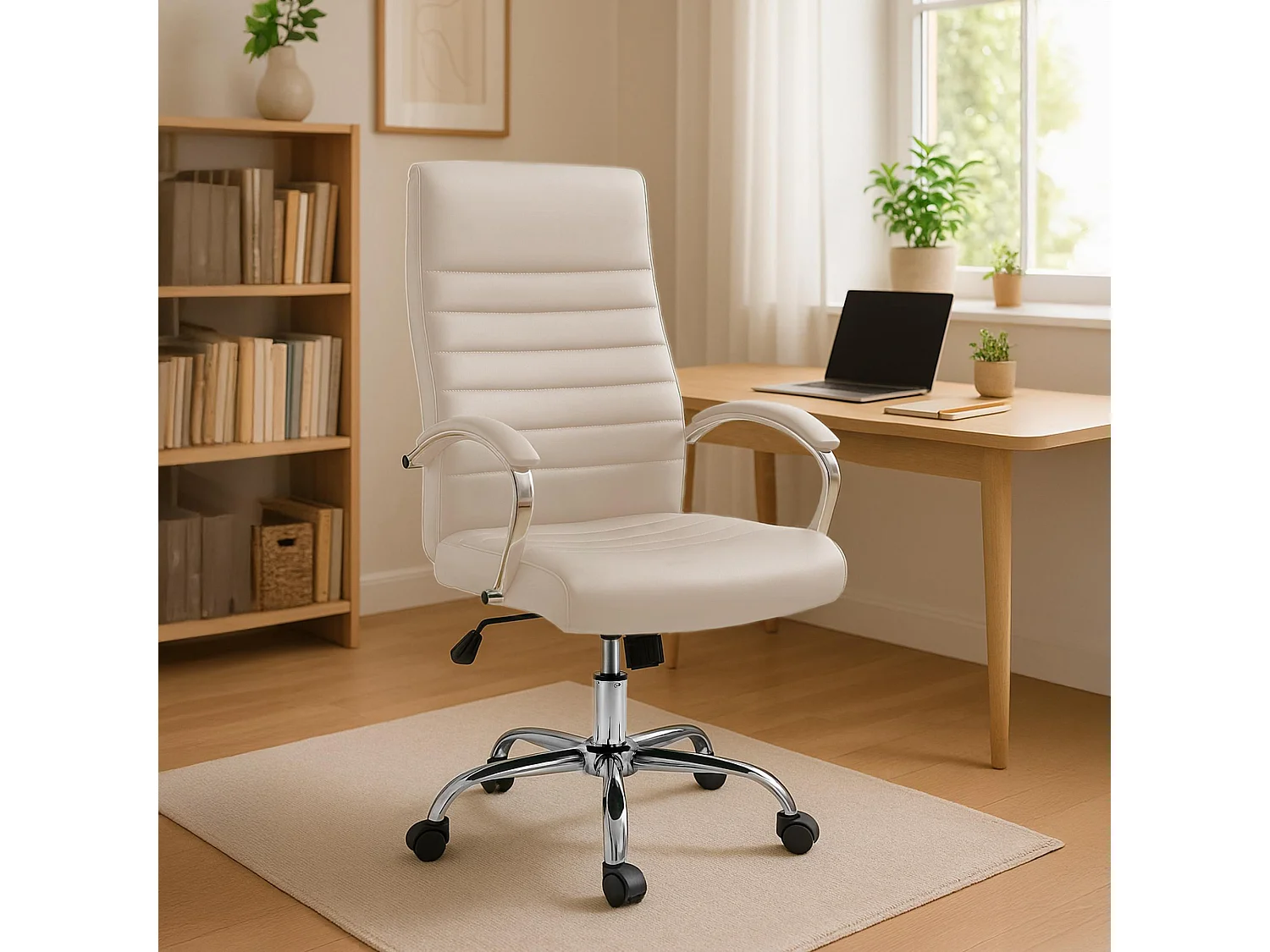 Chaise de bureau - Similicuir & Nature - Crème - Valais