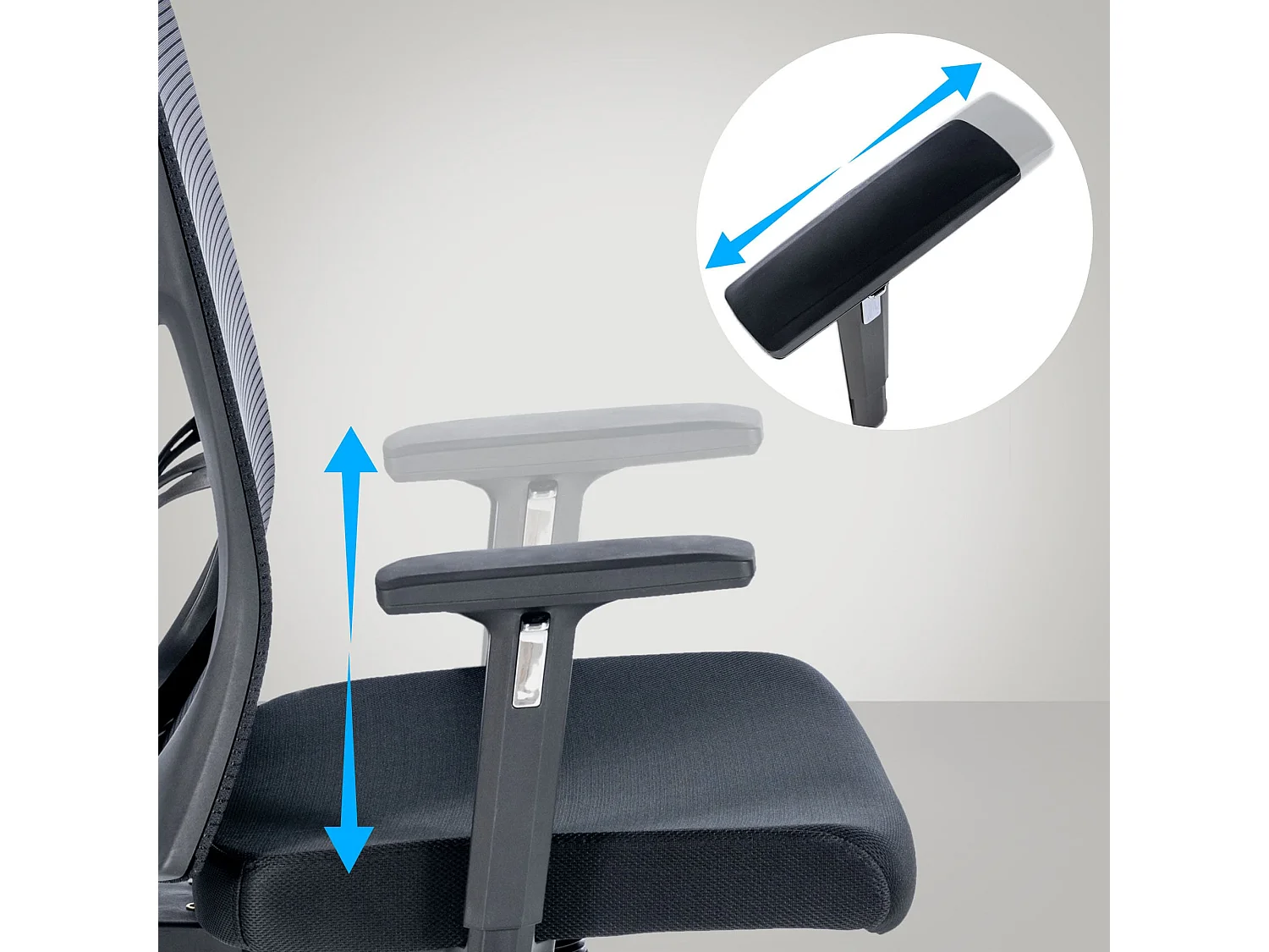 Chaise de bureau - Tissu & Métal chromé - Noir - Evans