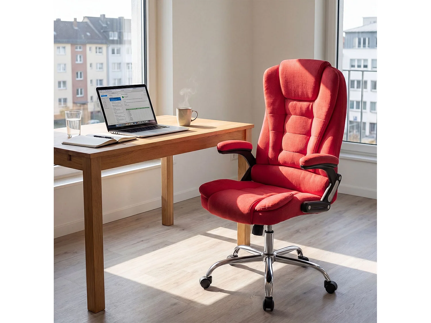 Chaise de bureau - Tissu - Rouge - Thor