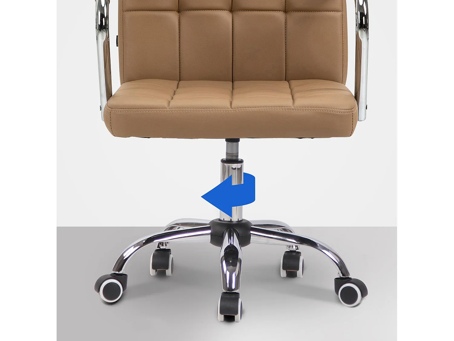 Chaise de bureau - Similicuir & Métal chromé - Marron clair - Terni