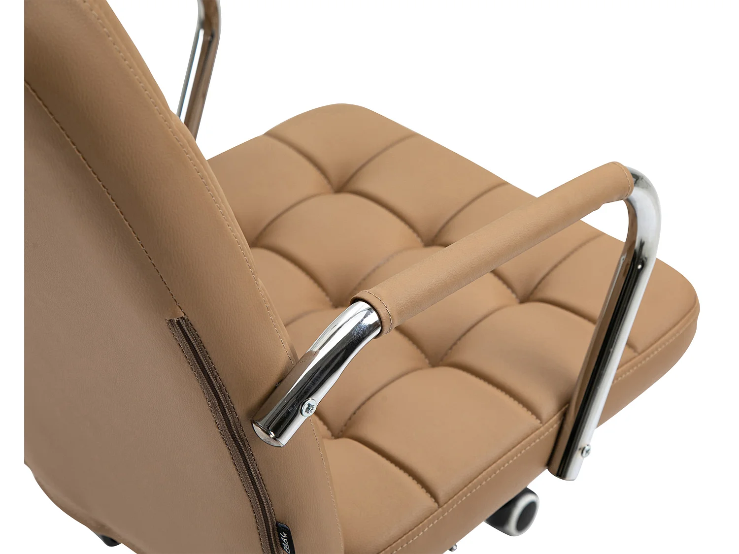 Chaise de bureau - Similicuir & Métal chromé - Marron clair - Terni