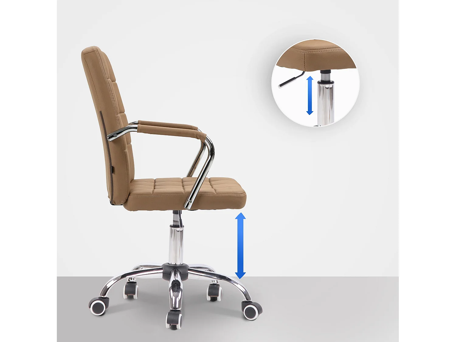 Bureaustoel - Kunstleer & Metaal in chroomoptiek - licht bruin - Terni