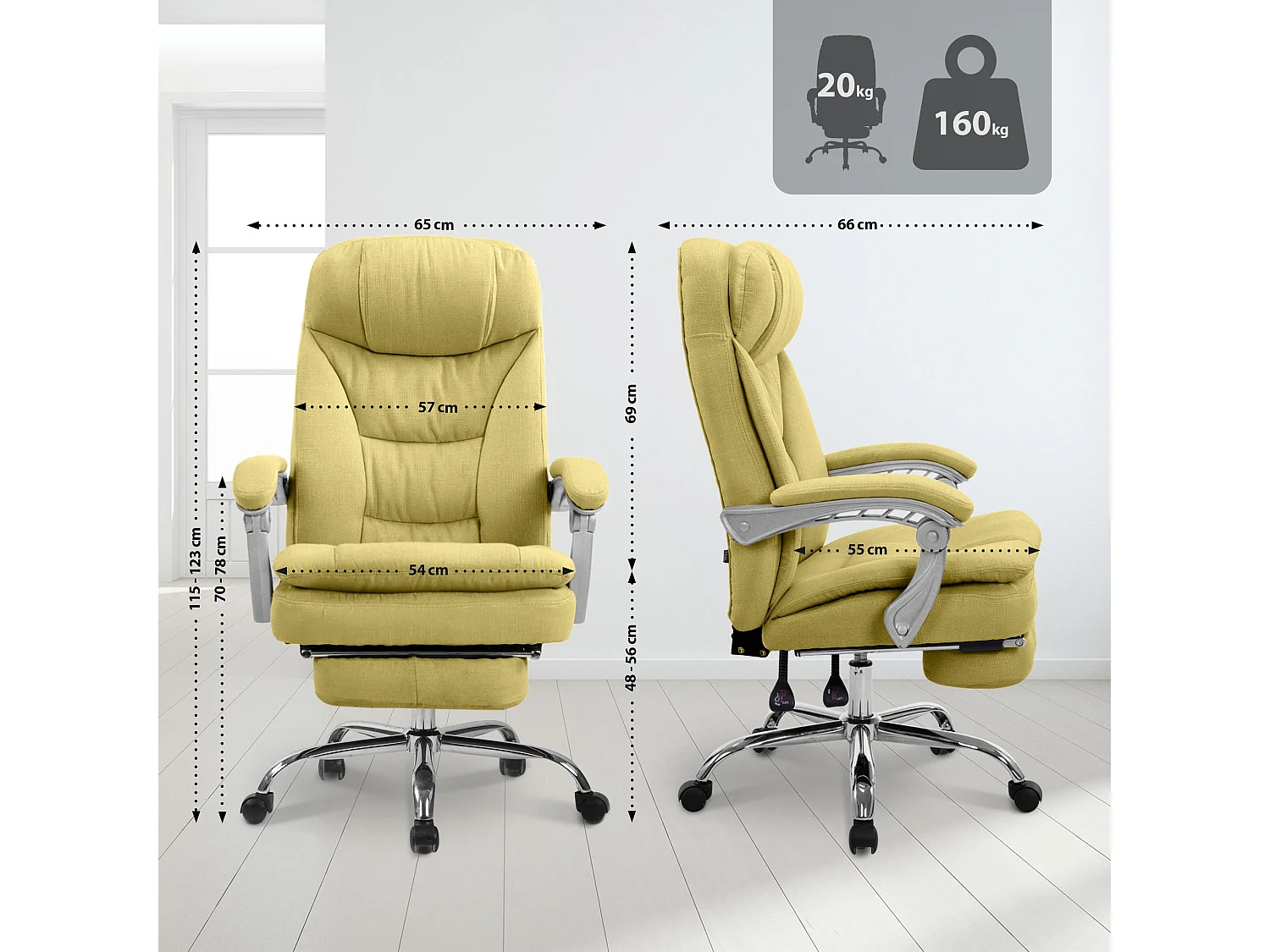 Chaise de bureau - Tissu - Vert - XL Troy