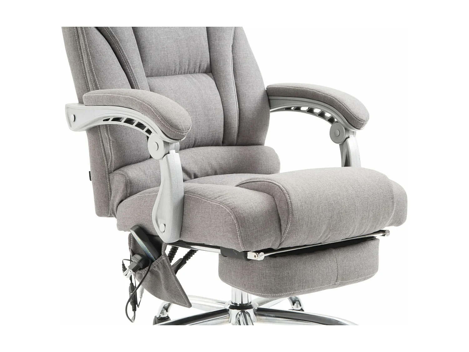 Chaise de bureau - Tissu & Métal chromé - Gris - Pacific