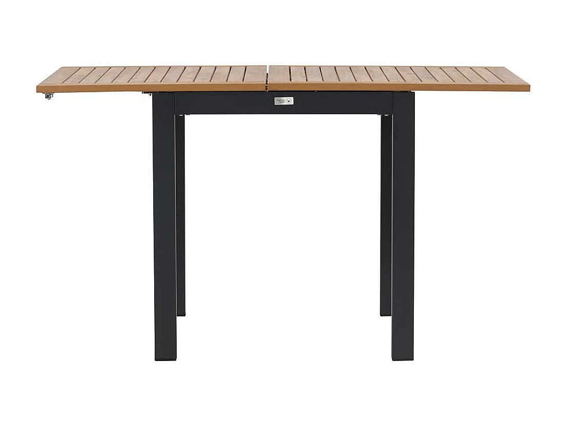 Diego café tafel B70xL70/132cm met extra plaat zwart.