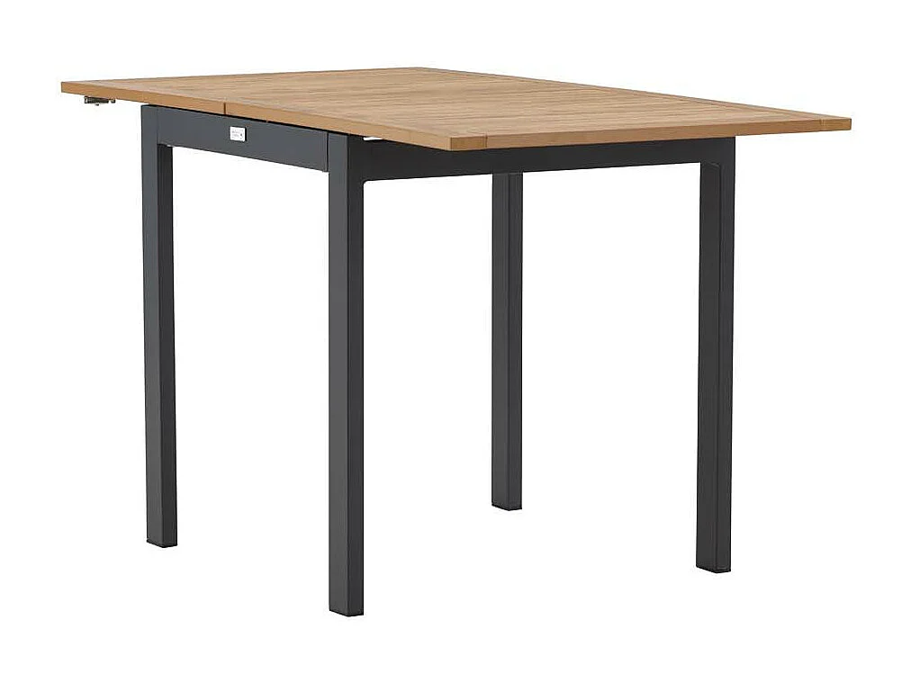 Diego café tafel B70xL70/132cm met extra plaat zwart.