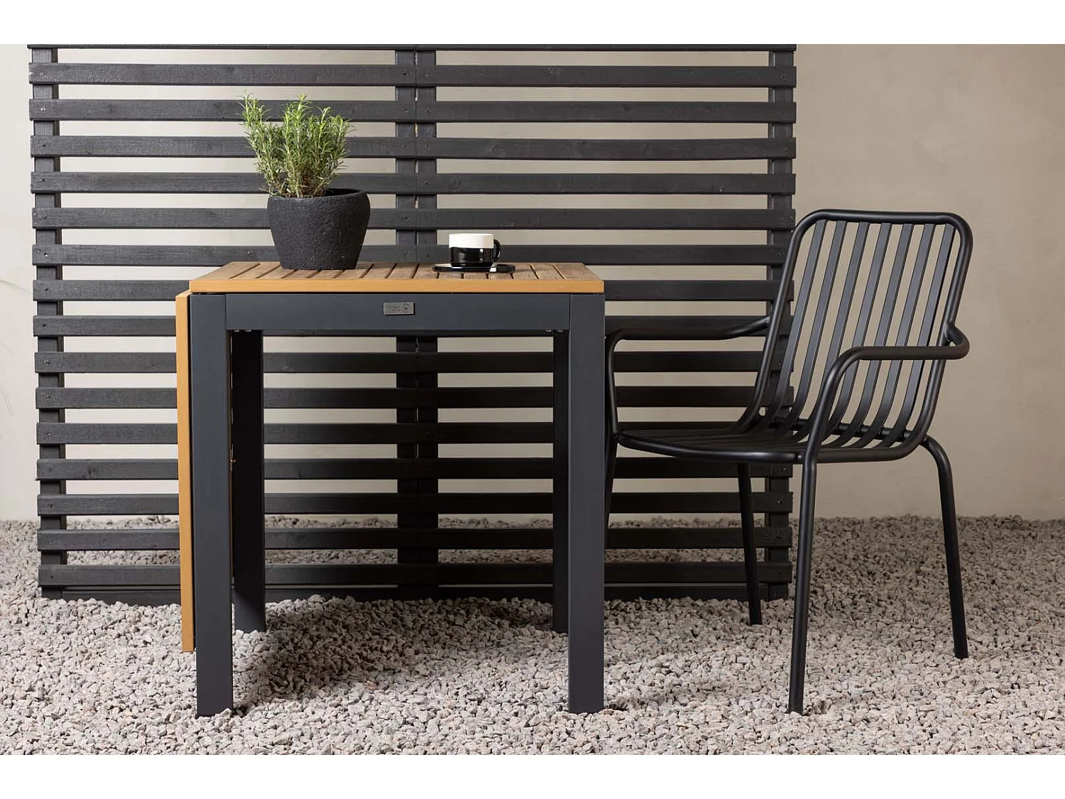 Diego café tafel B70xL70/132cm met extra plaat zwart.