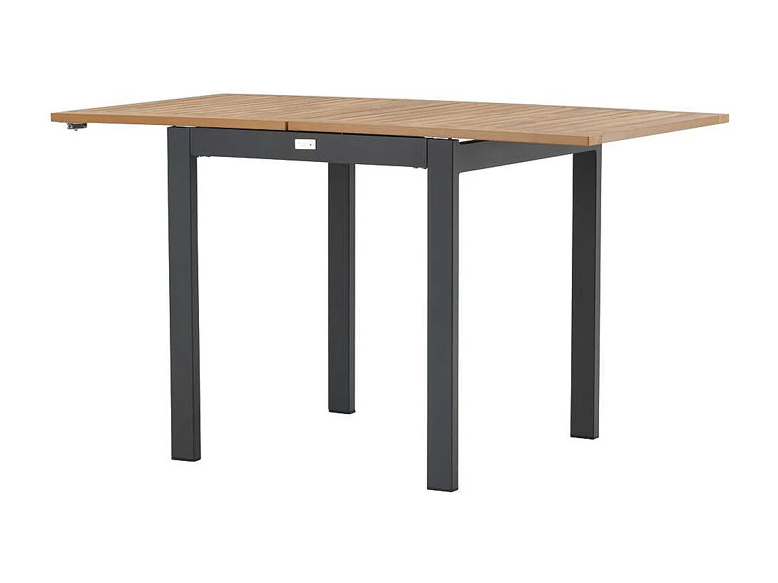 Diego café tafel B70xL70/132cm met extra plaat zwart.