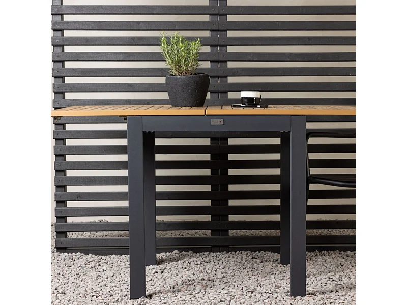 Diego café tafel B70xL70/132cm met extra plaat zwart.