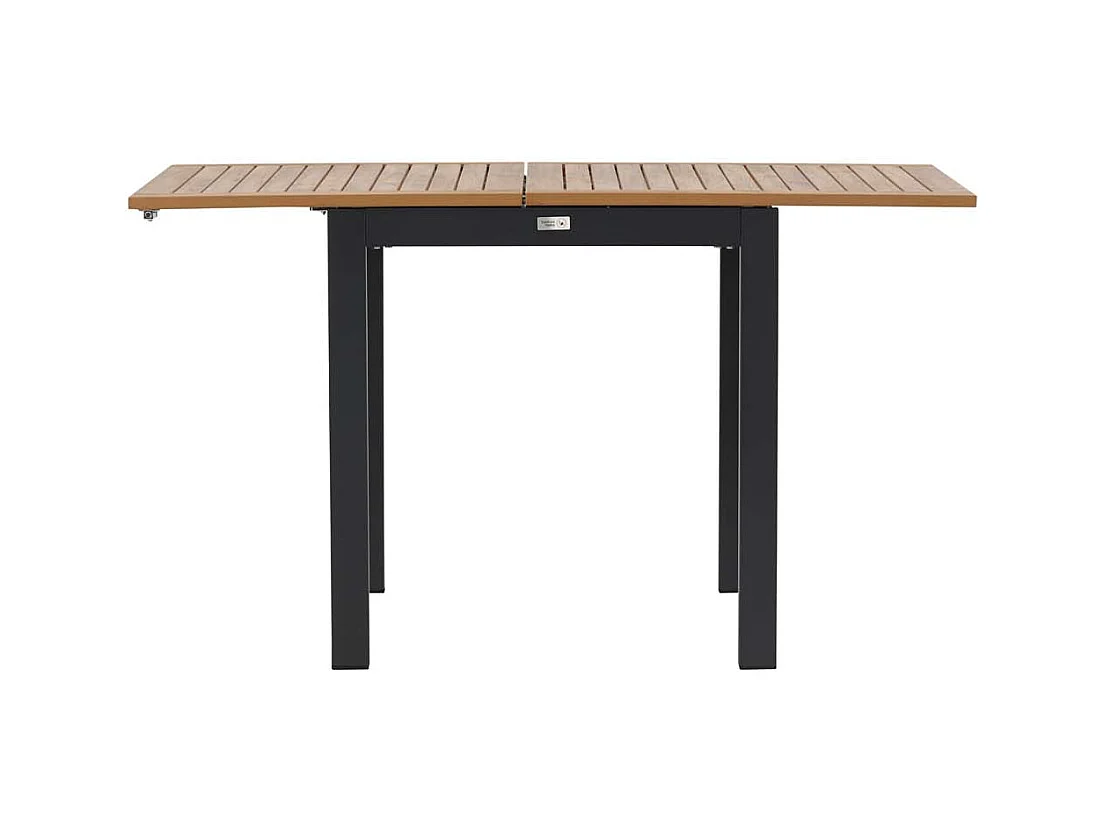 Diego café tafel B70xL70/132cm met extra plaat zwart.