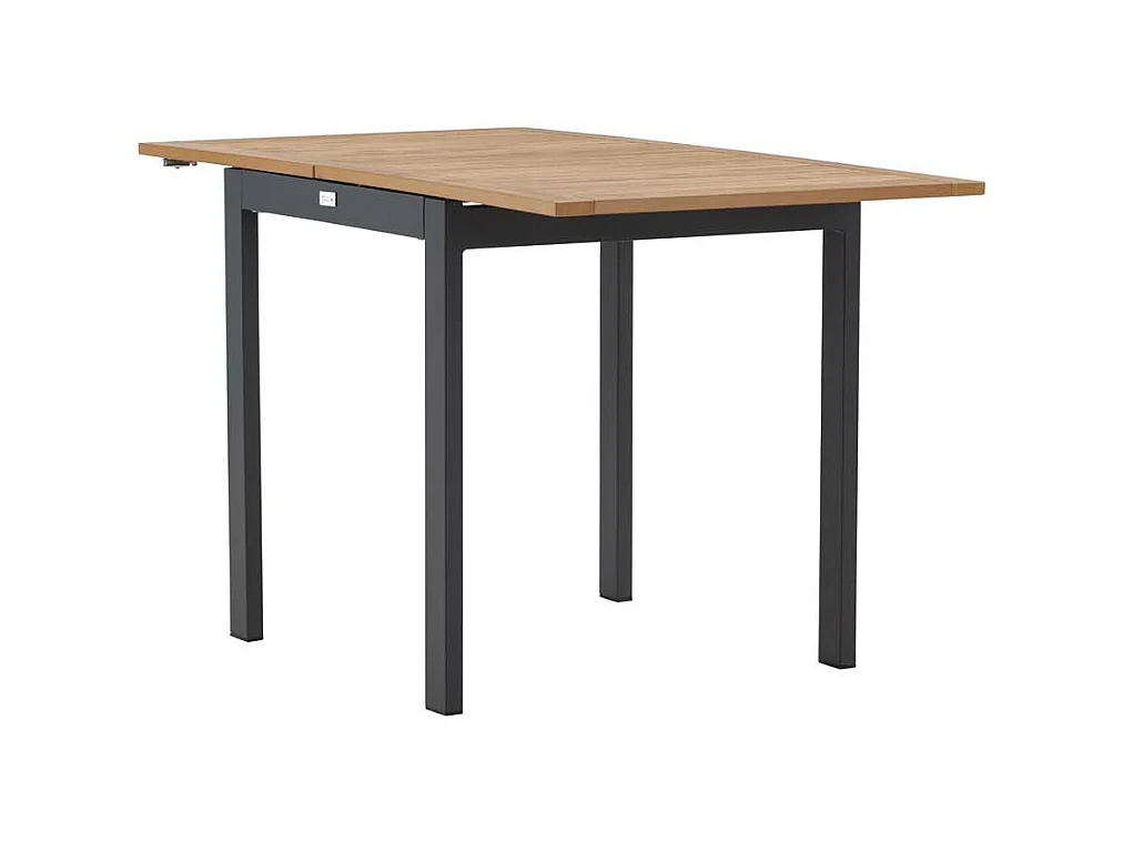 Diego café tafel B70xL70/132cm met extra plaat zwart.