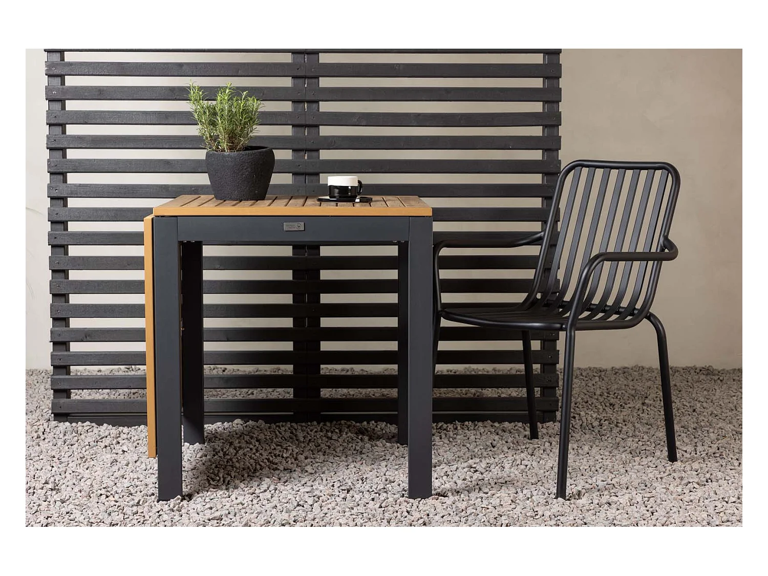 Diego café tafel B70xL70/132cm met extra plaat zwart.