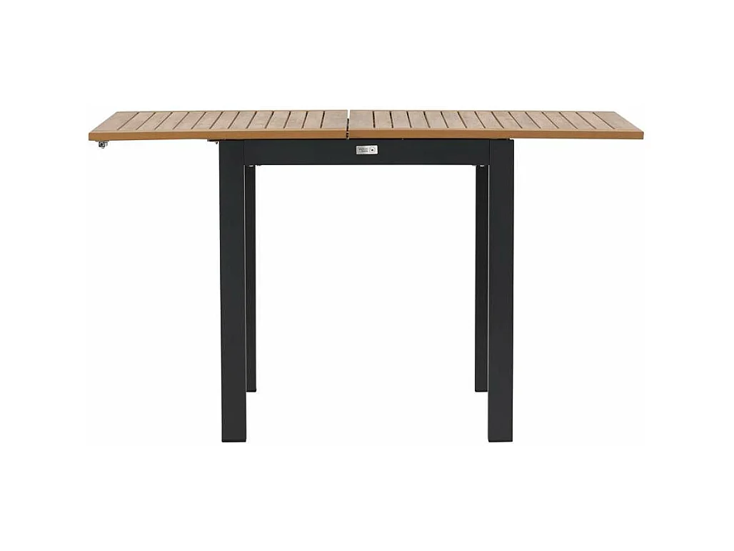 Diego café tafel B70xL70/132cm met extra plaat zwart.