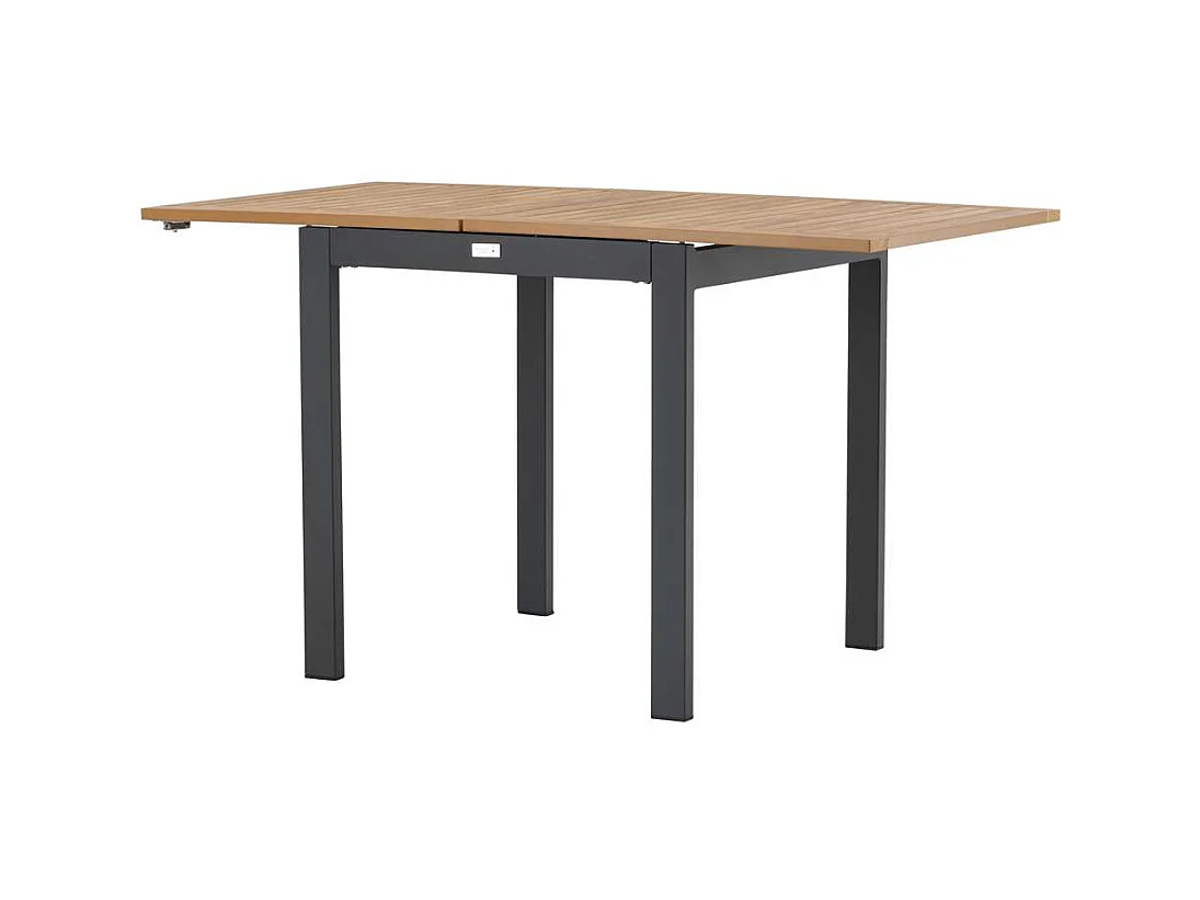 Diego café tafel B70xL70/132cm met extra plaat zwart.