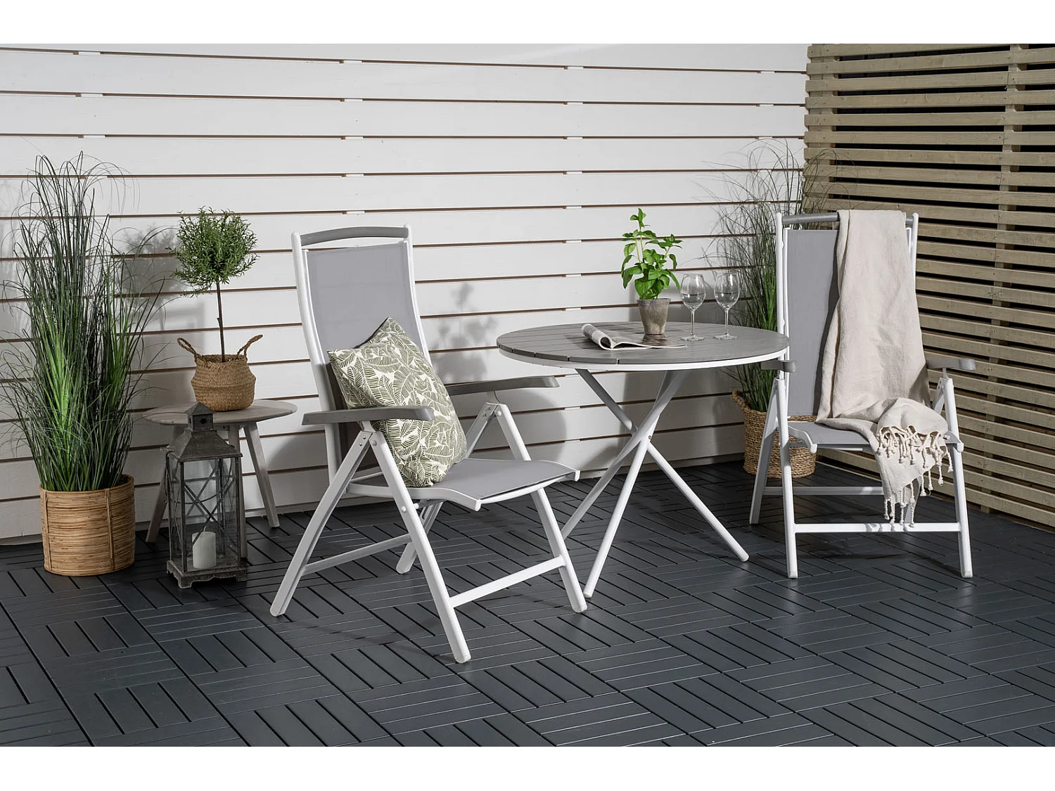 Parma salontafel tuin Ø90cm grijs-wit.