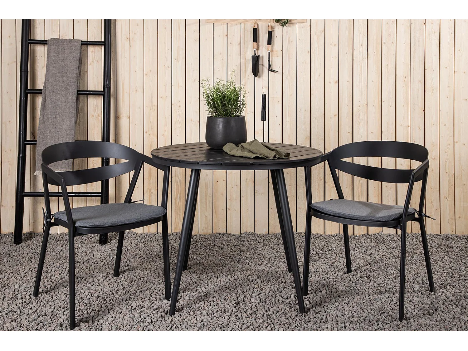 Break tuinmeubelset tafel 90x90cm, 2 stoelen Wear, zwart,zwart.