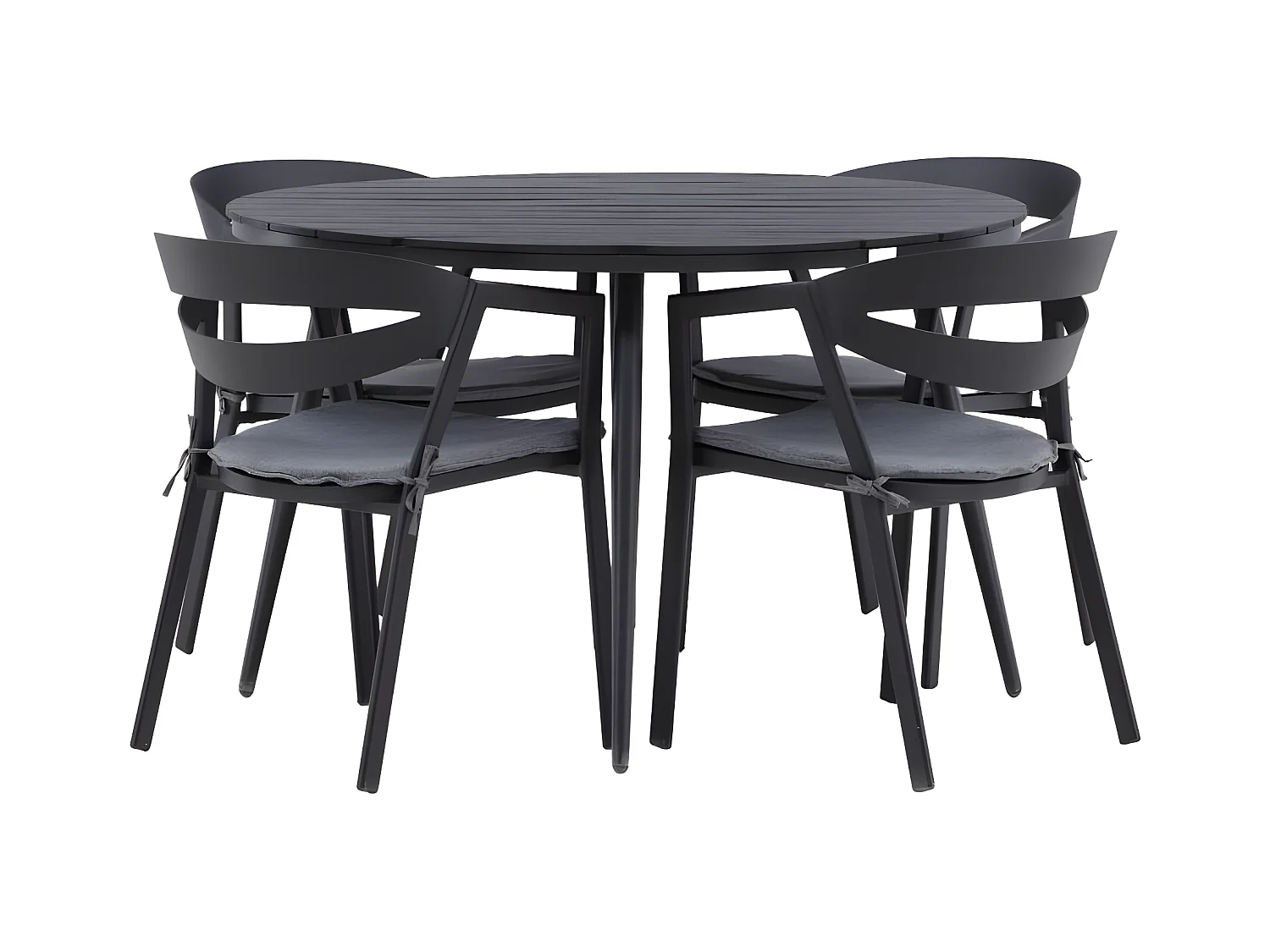 Break tuinmeubelset tafel 120x120cm, 4 stoelen Wear, zwart,zwart.