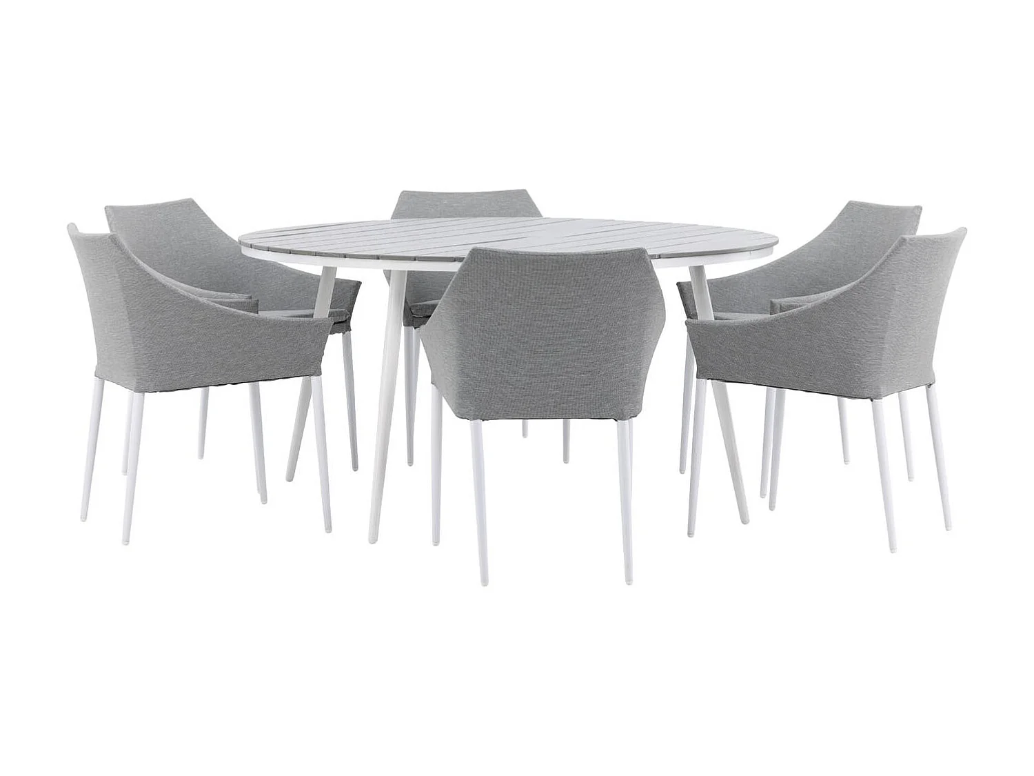 Break ensemble table et chaises de jardin, table 150x150cm, 6 chaises Spoga, gris,gris.