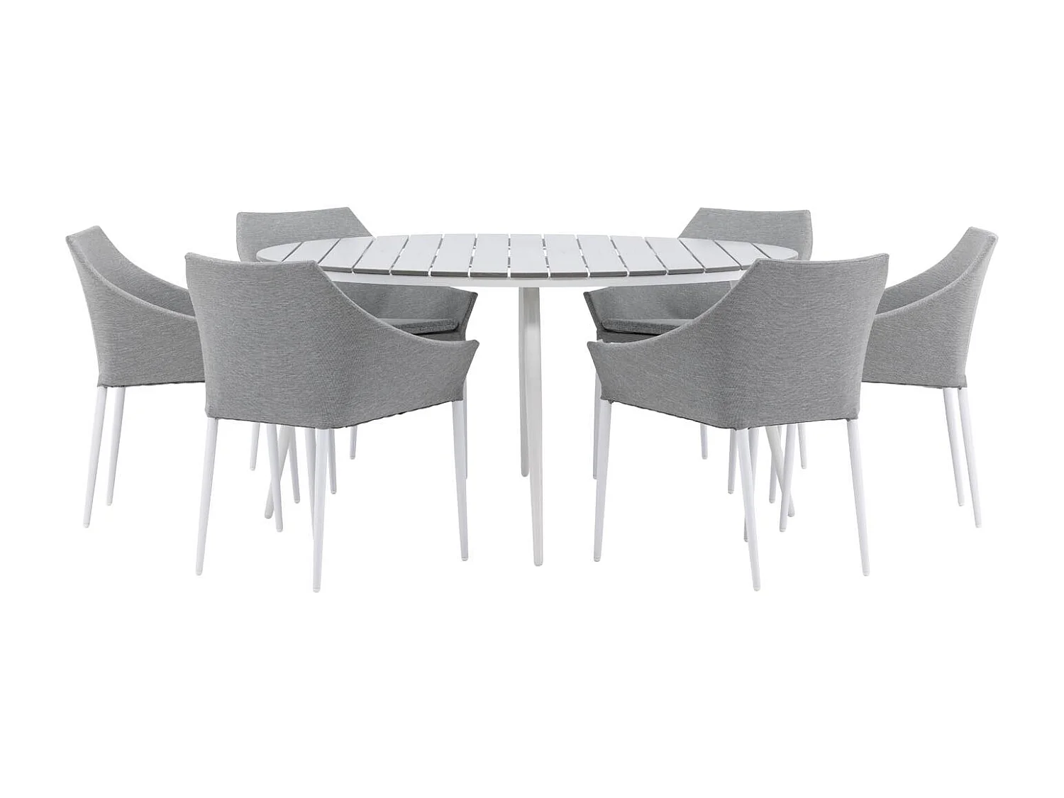 Break ensemble table et chaises de jardin, table 150x150cm, 6 chaises Spoga, gris,gris.