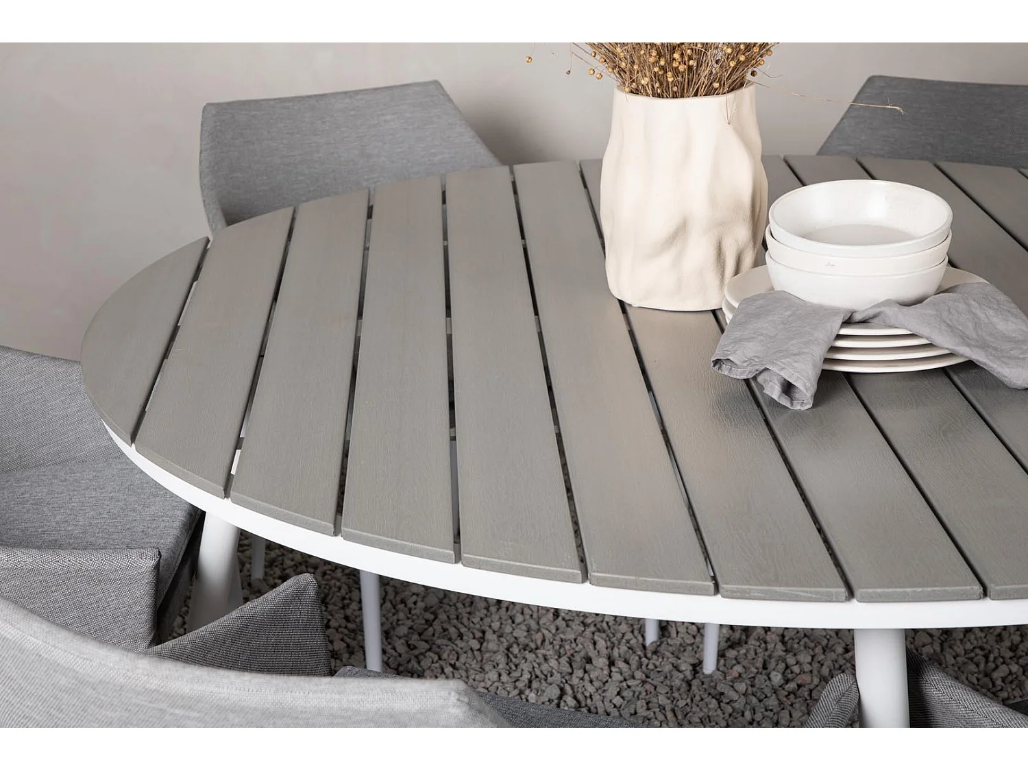 Break ensemble table et chaises de jardin, table 150x150cm, 6 chaises Spoga, gris,gris.
