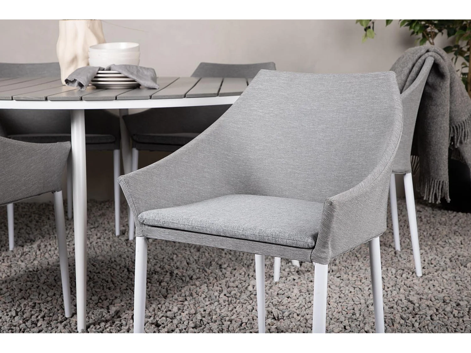 Break ensemble table et chaises de jardin, table 150x150cm, 6 chaises Spoga, gris,gris.