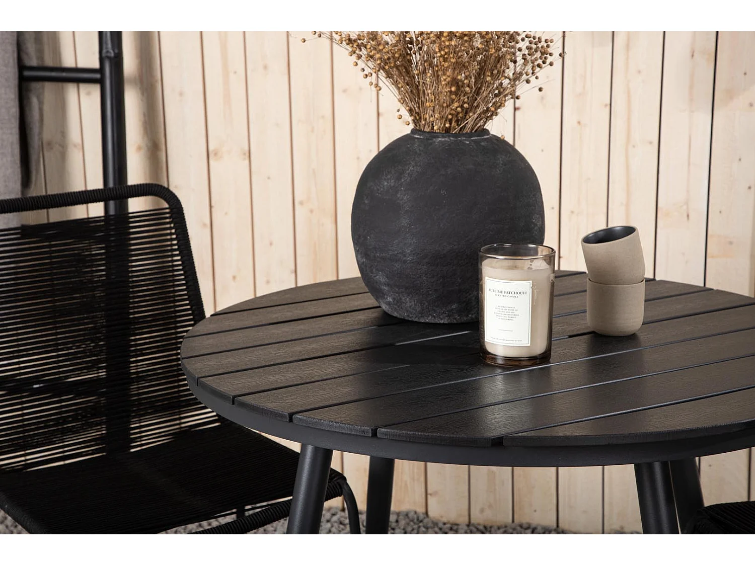 Break tuinmeubelset tafel 90x90cm, 2 stoelen Lindos, zwart,zwart.