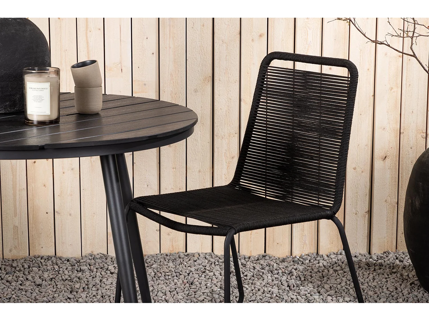 Break tuinmeubelset tafel 90x90cm, 2 stoelen Lindos, zwart,zwart.