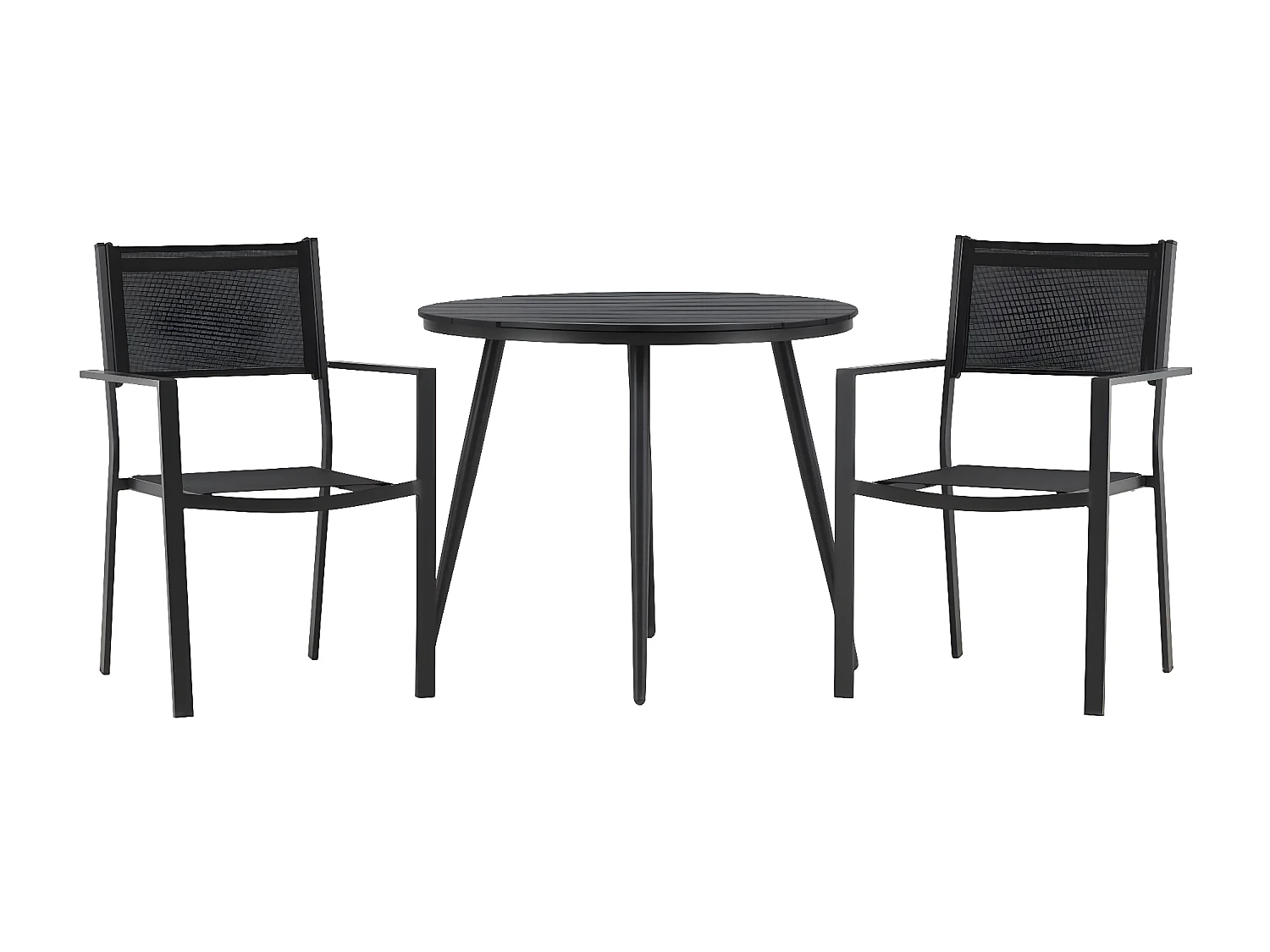 Break ensemble table et chaises de jardin, table 90x90cm, 2 chaises Copacabana, noir,noir.