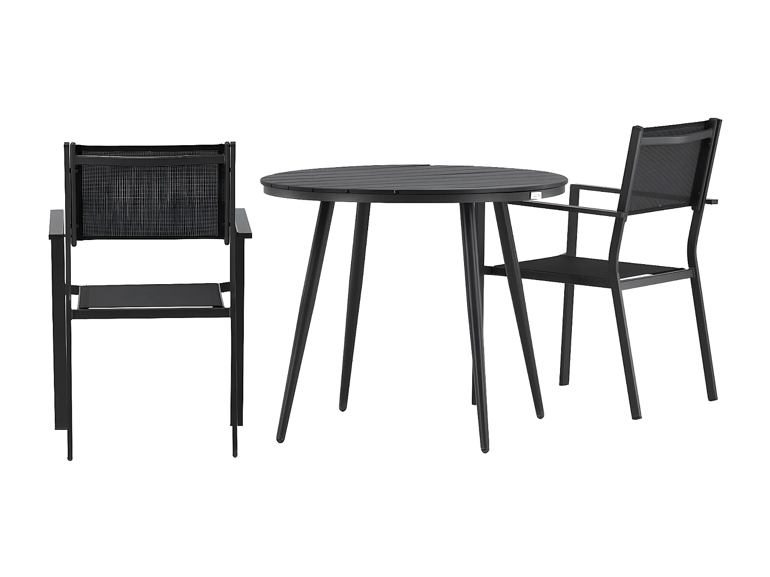 Break ensemble table et chaises de jardin, table 90x90cm, 2 chaises Copacabana, noir,noir.