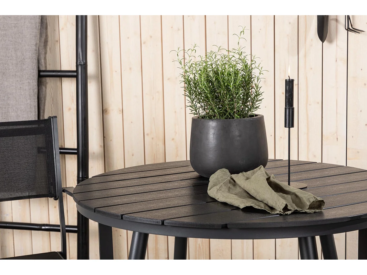 Break ensemble table et chaises de jardin, table 90x90cm, 2 chaises Copacabana, noir,noir.