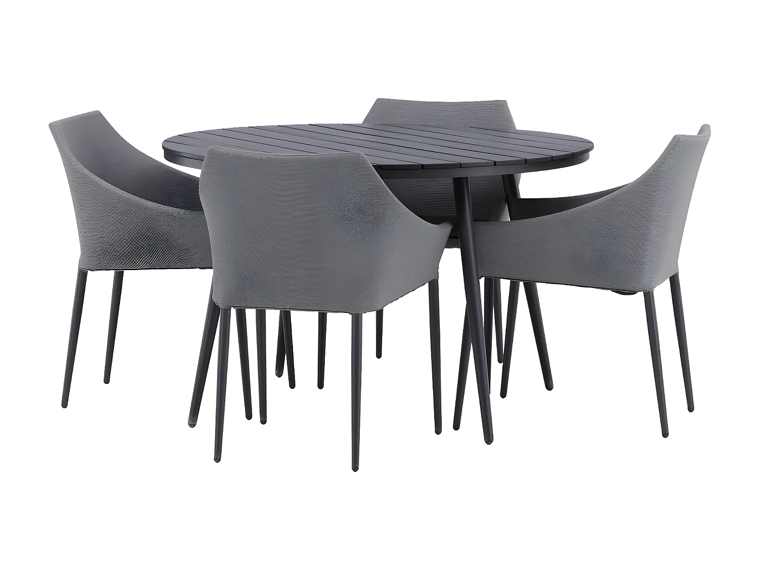 Break tuinmeubelset tafel 120x120cm, 4 stoelen Spoga, zwart,grijs.