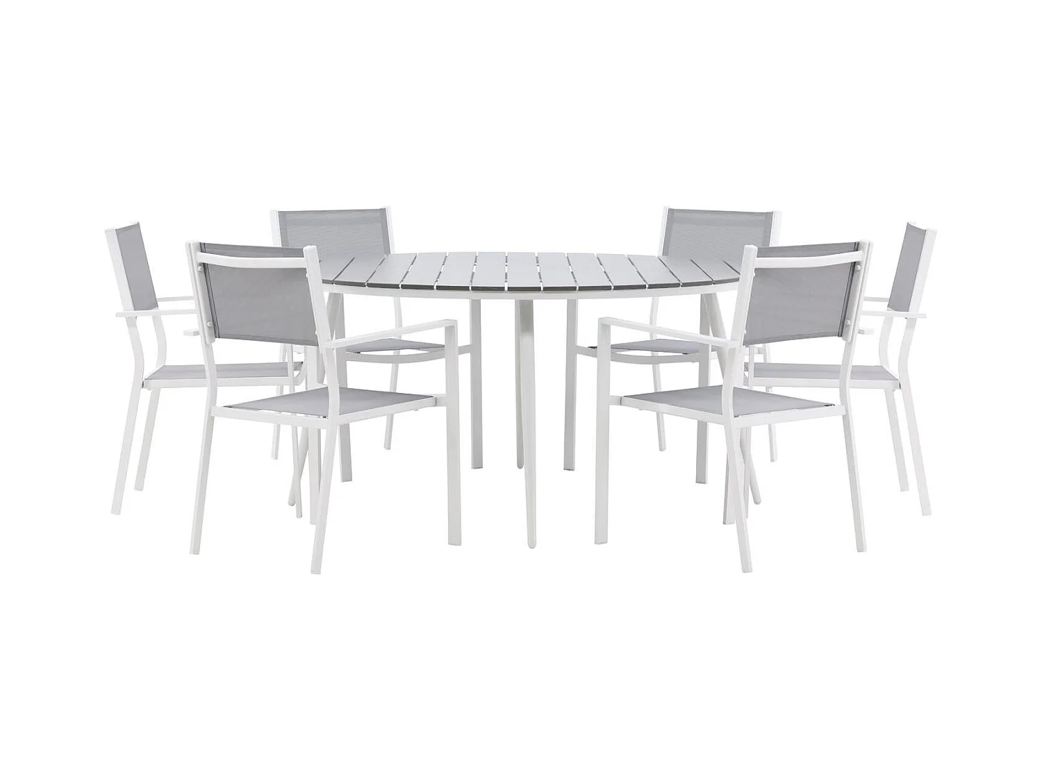 Break tuinmeubelset tafel 150x150cm, 6 stoelen Copacabana, grijs,grijs.