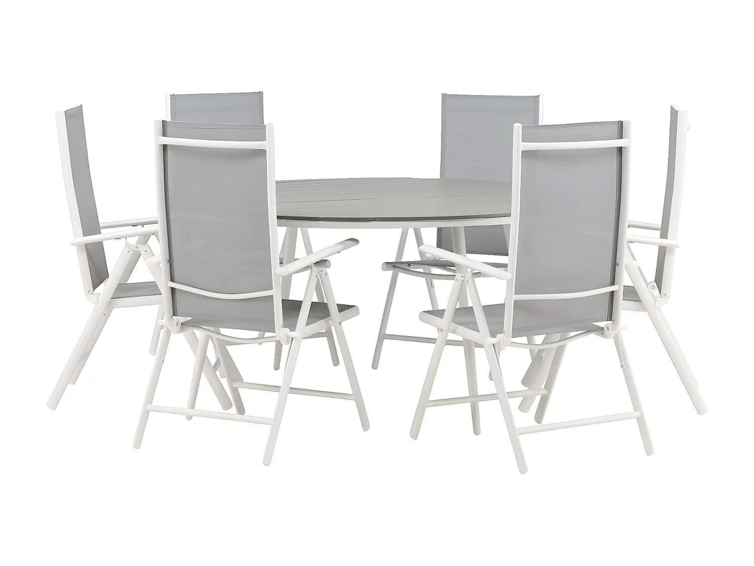 Break ensemble table et chaises de jardin, table 150x150cm, 6 chaises Break, gris,gris.