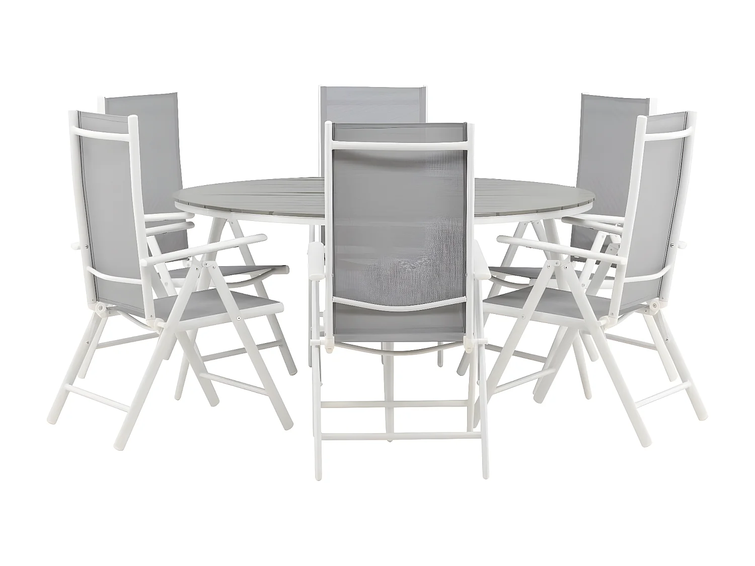 Break ensemble table et chaises de jardin, table 150x150cm, 6 chaises Break, gris,gris.