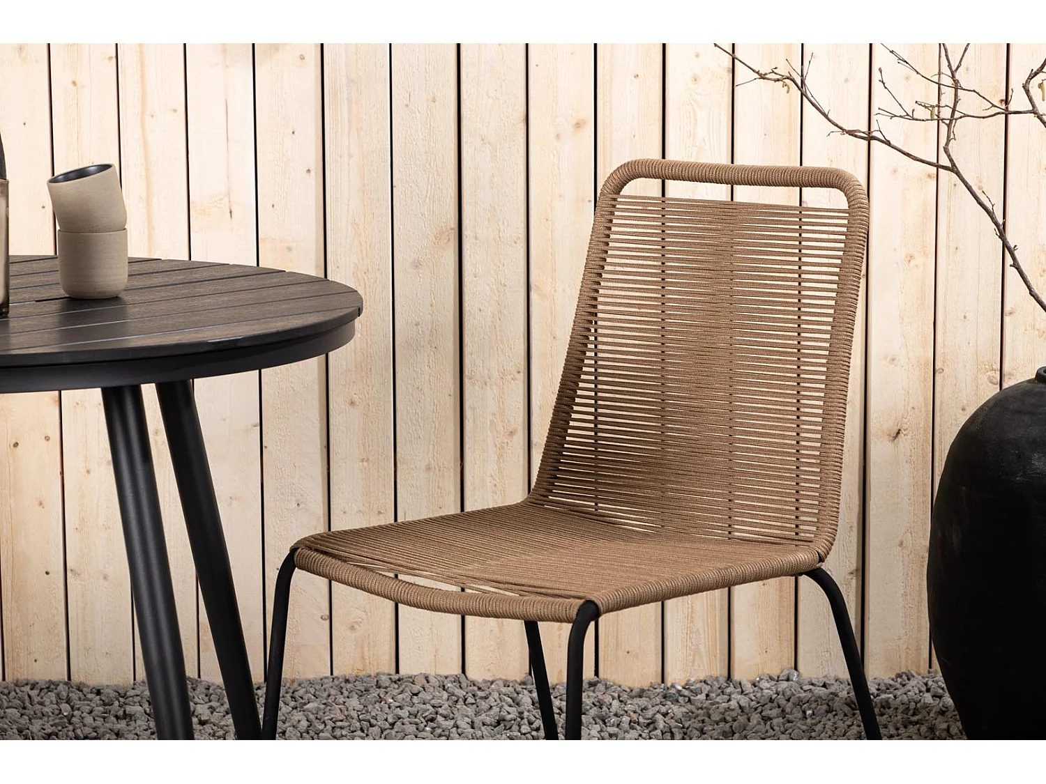 Break ensemble table et chaises de jardin, table 90x90cm, 2 chaises Lindos, noir,marron.