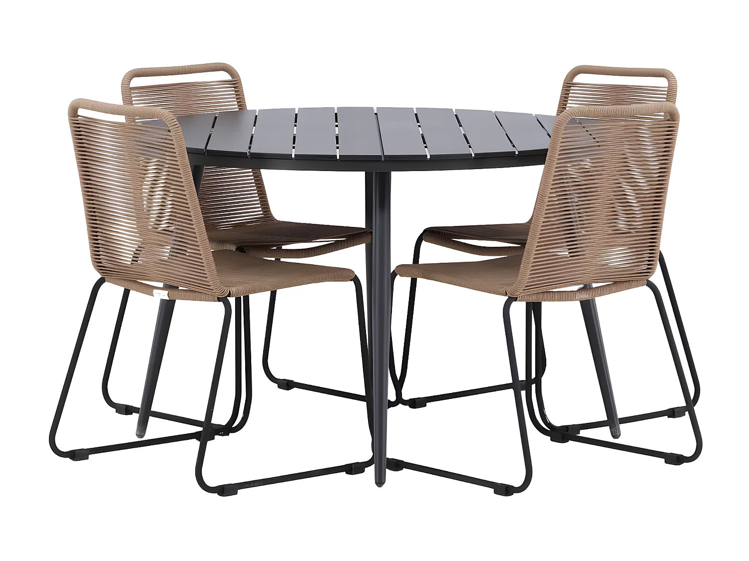 Break tuinmeubelset tafel 120x120cm, 4 stoelen Lindos, zwart,bruin.