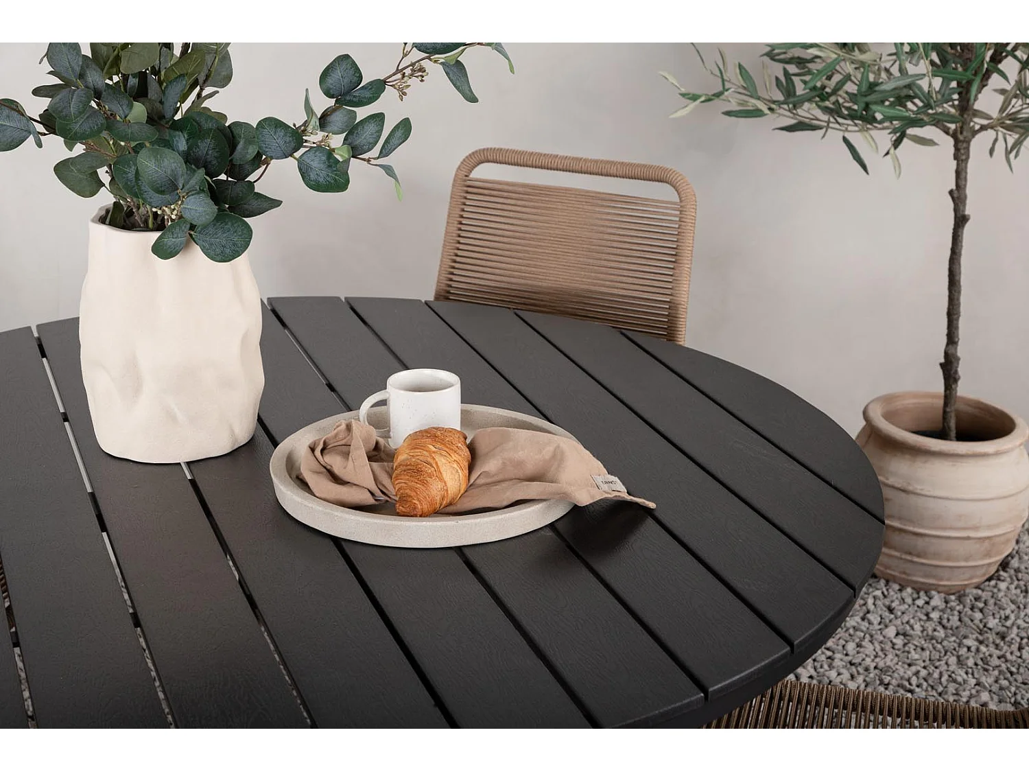 Break tuinmeubelset tafel 120x120cm, 4 stoelen Lindos, zwart,bruin.